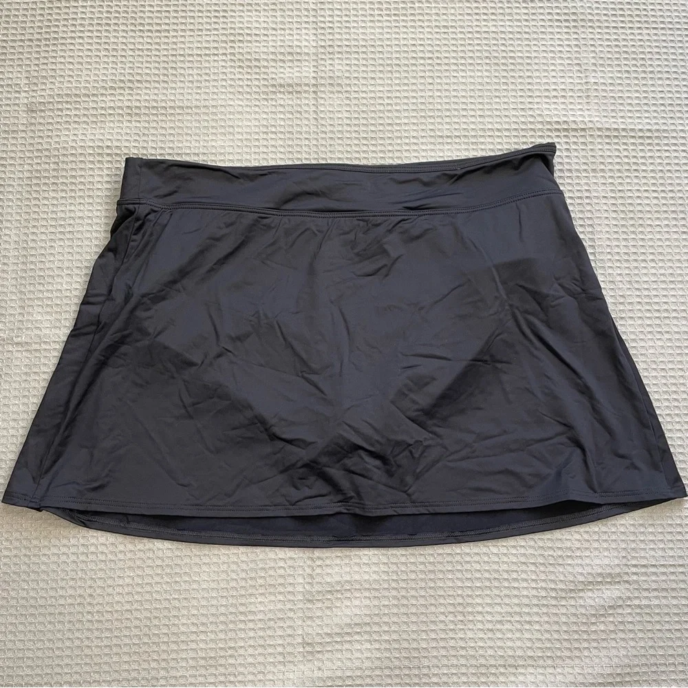 Lands End Swim‎ Skirt Skort With Bikini Liner 18 Womens Black
